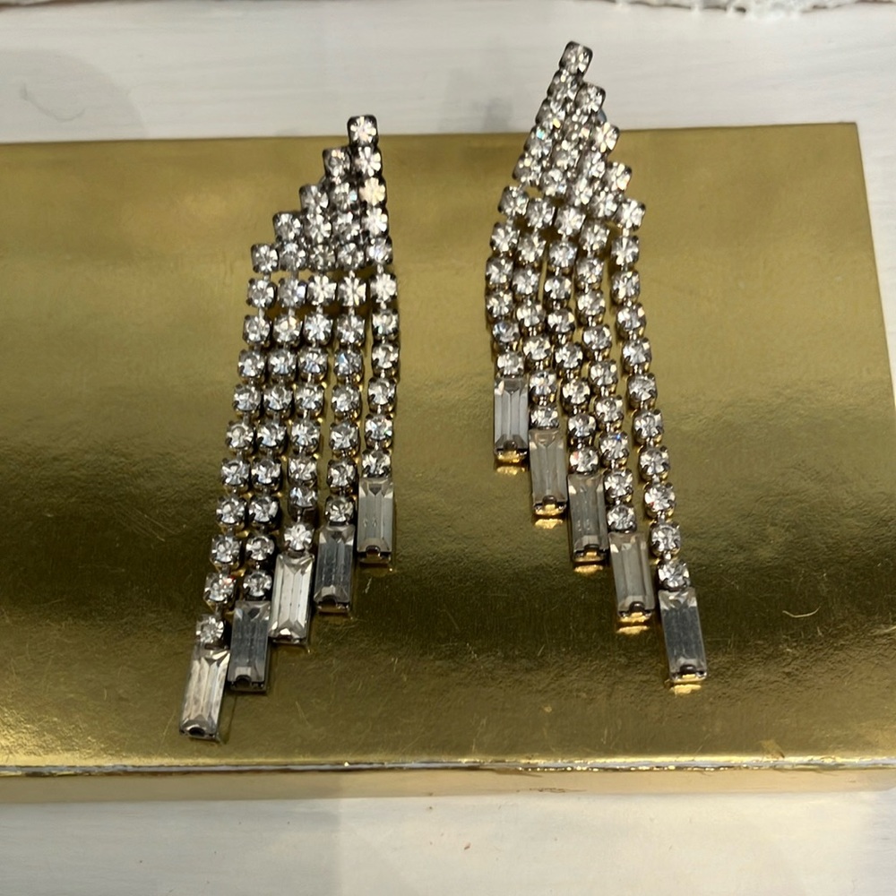 Two (2) Pairs of Rhinestone Earrings.  Both for Pierced Ears.